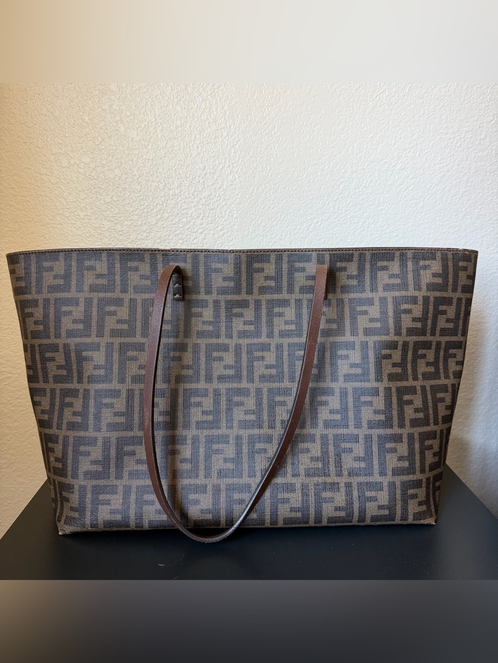Authentic Fendi Brown Zucca Canvas Roll Tote